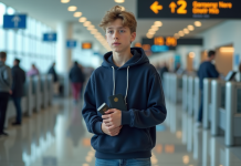 Tarif pour mineur non accompagné du Delta : prix et informations à connaître Jeune garçon à l'aéroport avec passeport et badge