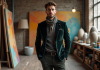 Artiste le plus stylé au monde : découvrir qui décroche ce titre mythique ! Artiste masculin en blazer velours dans son studio créatif