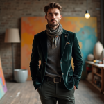 Artiste le plus stylé au monde : découvrir qui décroche ce titre mythique ! Artiste masculin en blazer velours dans son studio créatif