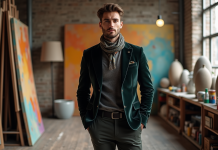 Artiste le plus stylé au monde : découvrir qui décroche ce titre mythique ! Artiste masculin en blazer velours dans son studio créatif