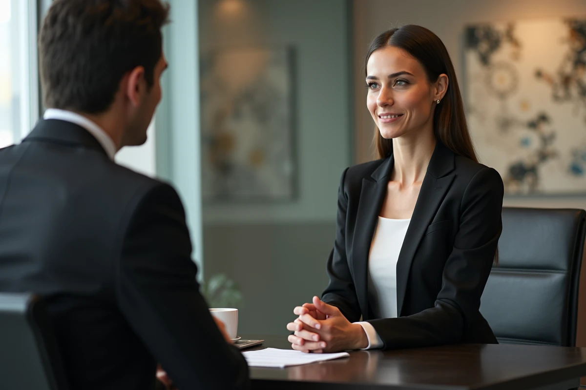 Avocate parlant avec un client dans un bureau moderne