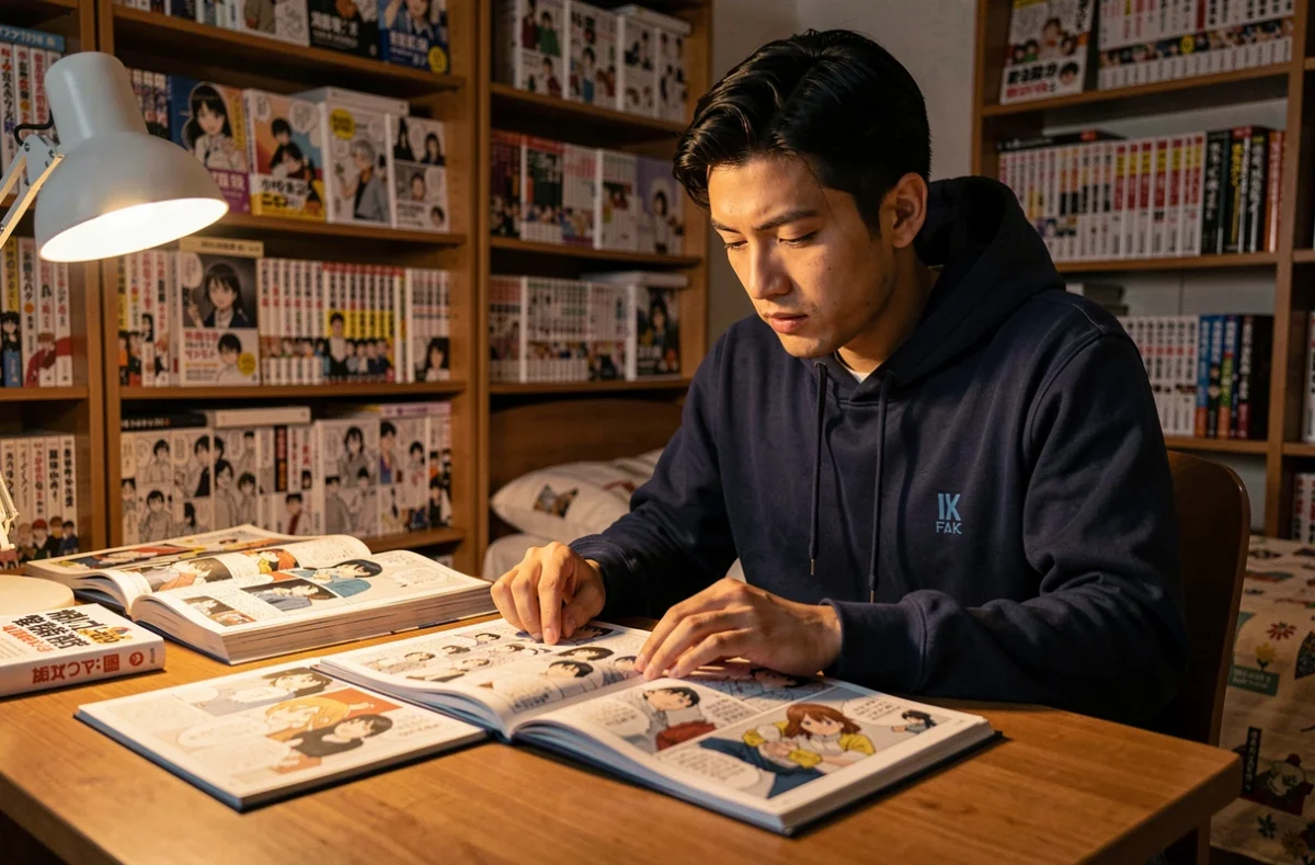 Fan de manga comparant les scans VF et les spoilers bruts du chapitre One Piece 1139 à son bureau