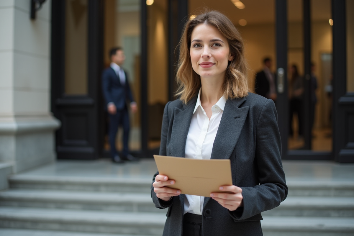 Jeune femme sortant d