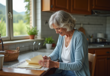 Retraite en France pour femme sans emploi : quoiqu’il en soit ! Femme d'une soixantaine lisant une lettre dans une cuisine française