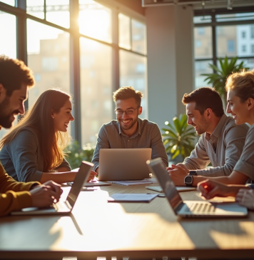 Groupe de jeunes entrepreneurs brainstorming en coworking