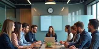 GTA en RH : définition et enjeux pour les entreprises Groupe de collaborateurs en réunion sur la gestion du personnel