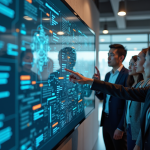 Interface utilisateur graphique : inconvénients et solutions pour améliorer l’UX Groupe de personnes face à une interface encombrée en bureau moderne
