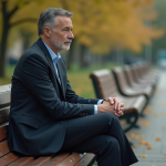 Impact de l’absence de résilience : les conséquences à connaître ! Homme d'affaires seul sur un banc en parc automne
