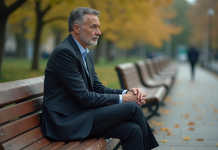 Impact de l’absence de résilience : les conséquences à connaître ! Homme d'affaires seul sur un banc en parc automne