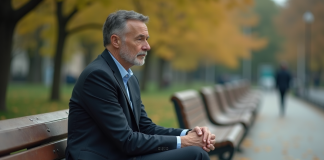 Impact de l’absence de résilience : les conséquences à connaître ! Homme d'affaires seul sur un banc en parc automne