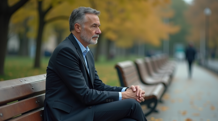Impact de l’absence de résilience : les conséquences à connaître ! Homme d'affaires seul sur un banc en parc automne