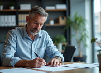 Délai pour remettre solde tout compte : que savoir ? Homme d'affaires en bureau examinant documents