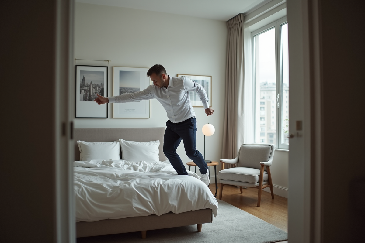 Homme se réveillant et s