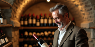 Découvrez la liste des grands vins de Bourgogne incontournables Homme d'âge moyen examinant une bouteille de vin de Bourgogne