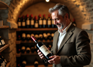 Découvrez la liste des grands vins de Bourgogne incontournables Homme d'âge moyen examinant une bouteille de vin de Bourgogne