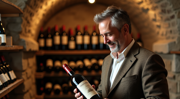 Découvrez la liste des grands vins de Bourgogne incontournables Homme d'âge moyen examinant une bouteille de vin de Bourgogne