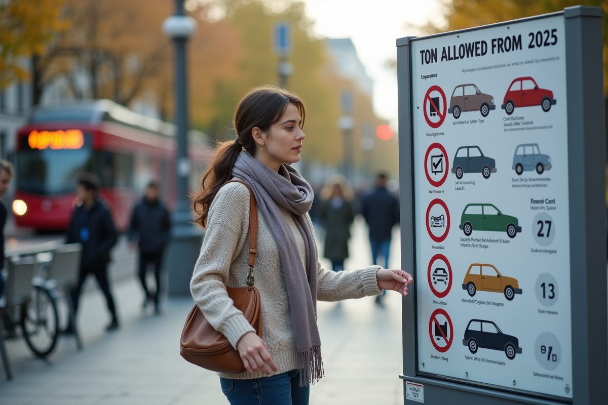 Jeune femme regarde un panneau d