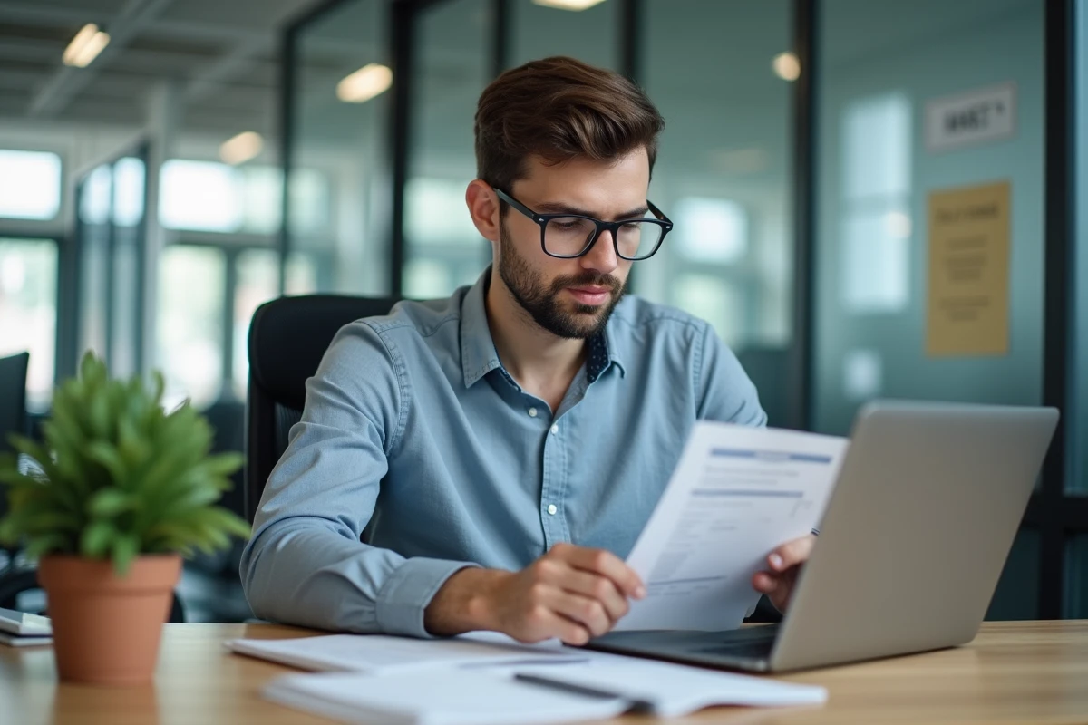 Jeune homme travaillant sur un ordinateur dans un bureau moderne