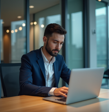 Classement des actifs : Comment réussir à être bien positionné ? Jeune homme en costume bleu regardant un graphique digital