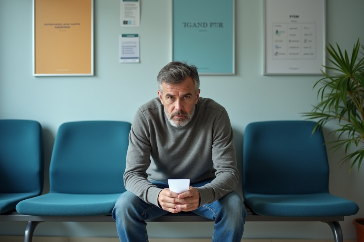 Homme en attente dans une salle d